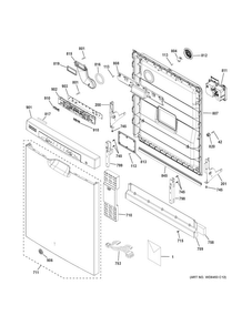 Escutcheon & Door Assembly Diagram and Parts List for GDF510PMD6SA  General Electric Dishwasher