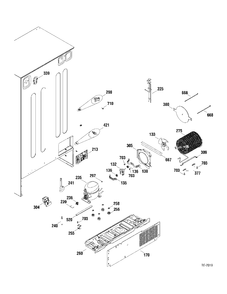 SYSTEM PARTS Diagram and Parts List for DSR25USWCGS  General Electric Refrigerator
