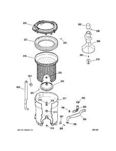 TUB, BASKET & AGITATOR Diagram and Parts List for MNXR1070B1WW  General Electric Washer