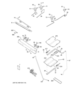 Gas & Burner Parts Diagram and Parts List for JGB635DEK1BB  General Electric Range