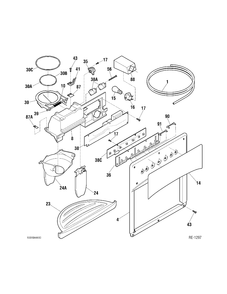 DISPENSER Diagram and Parts List for 34221-4  General Electric Refrigerator