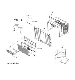 Room Air Conditioner Diagram and Parts List for AEK08LYL1  General Electric Air Conditioner