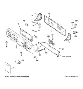 CONTROLS & BACKSPLASH Diagram and Parts List for PTWN6250M1WT  General Electric Washer