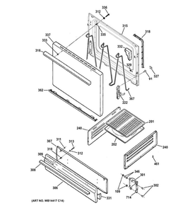 Door & Drawer Parts Diagram and Parts List for RGB508PET4CT  Hotpoint Range