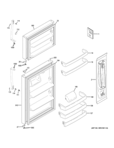 Doors Diagram and Parts List for GTE18LMHHRES  General Electric Refrigerator