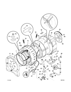 TUB & MOTOR Diagram and Parts List for GCRH410H0WW  General Electric Washer
