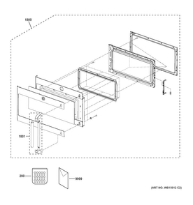Door Parts Diagram and Parts List for CSA1201RSS04  General Electric Microwave