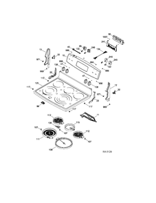 CONTROL PANEL & COOKTOP Diagram and Parts List for PCB905SV1SS  General Electric Range
