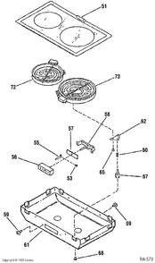 COOKTOP GROUP Diagram and Parts List for JXDR50V1WC  General Electric Range