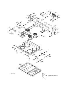 CONTROLS & COOKTOP Diagram and Parts List for JCBS250ST1SS  General Electric Range