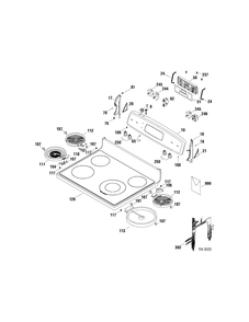 CONTROLS & COOKTOP Diagram and Parts List for JCBP65DP1WW  General Electric Range