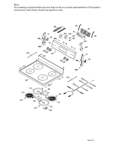 CONTROL PANEL & COOKTOP Diagram and Parts List for JCB630EK1ES  General Electric Range