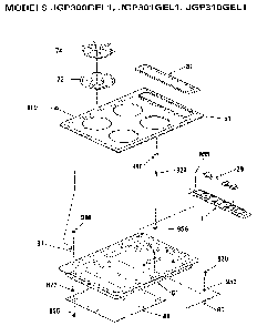 Main Body Diagram and Parts List for JGP310GEL1  General Electric Cooktop
