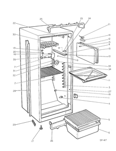 CABINET GROUP Diagram and Parts List for 34100  General Electric Refrigerator