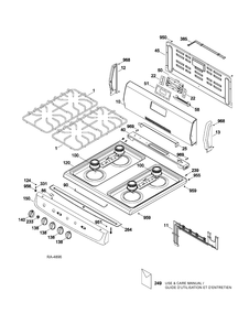 BACKGUARD & COOKTOP Diagram and Parts List for JGAS730EL3WW  General Electric Range