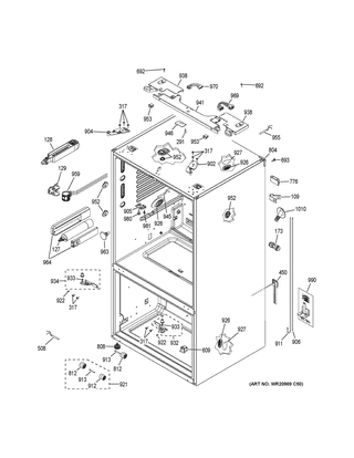 Case Parts Diagram and Parts List for CWE23SP4MCW2  General Electric Refrigerator