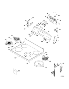 CONTROLS & COOKTOP Diagram and Parts List for JCBP65MP1BS  General Electric Range