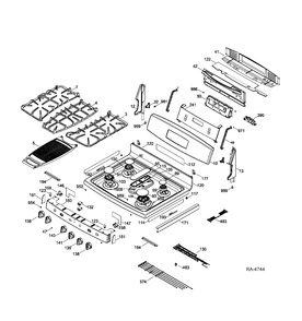 CONTROL PANEL & COOKTOP Diagram and Parts List for PC2B930SET1SS  General Electric Range