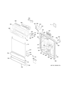Escutcheon & Door Assembly Diagram and Parts List for GSD4000D45BB  General Electric Dishwasher