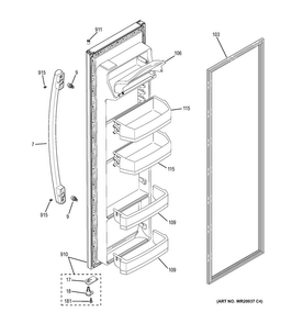 Fresh Food Door Diagram and Parts List for GSS20ETHBCC  General Electric Refrigerator
