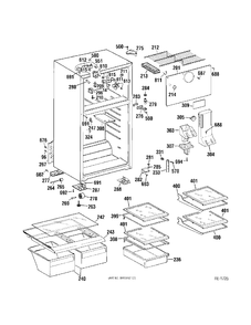 CABINET Diagram and Parts List for KTS18KBRERWW  General Electric Refrigerator