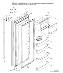 FRESH FOOD DOOR Diagram and Parts List for ZISS360DXCSS  General Electric Refrigerator