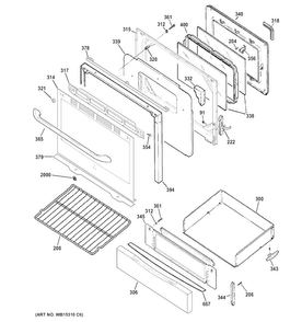 Door & Drawer Parts Diagram and Parts List for JGB640SEF1SS  General Electric Range
