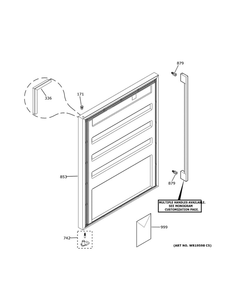 Door Diagram and Parts List for ZIBS240NDSS  General Electric Refrigerator