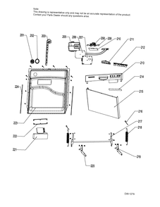 DOOR ASM Diagram and Parts List for GPF400SGF1WW  General Electric Dishwasher