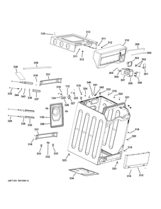 Cabinet And Top Panel Diagram and Parts List for VFW310SSR0WW  General Electric Washer