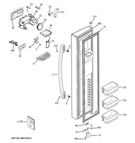 Freezer Door Diagram and Parts List for PSE29KSECCSS  General Electric Refrigerator