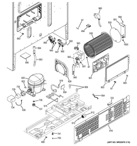 Machine Compartment Diagram and Parts List for DFE28JGHBWW  General Electric Refrigerator