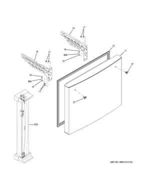 FREEZER DOOR Diagram and Parts List for GFE24JGKBFBB  General Electric Refrigerator