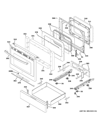 Door & Drawer Parts Diagram and Parts List for JGB720FEJ2DS  General Electric Range