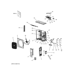 Room Air Conditioner Diagram and Parts List for 1U36T3PC1HE  General Electric Air Conditioner