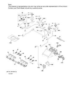 GAS & BURNER PARTS Diagram and Parts List for CC2S986SEL1SS  General Electric Range