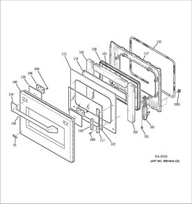 Door Diagram and Parts List for ZIDS240BASS  General Electric Refrigerator