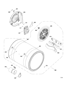 DRUM Diagram and Parts List for UPVH890GJ0MV  General Electric Dryer