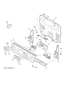 Control Panel Diagram and Parts List for JB735SP5SS  General Electric Range