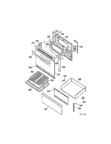 DOOR & DRAWER Diagram and Parts List for JCBC35WK1WW  General Electric Range