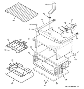 Upper Oven Diagram and Parts List for JB870SF2SS  General Electric Range