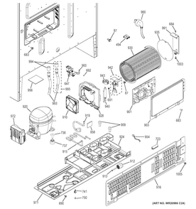 Machine Compartment Diagram and Parts List for CYE22TSHBSS  General Electric Refrigerator