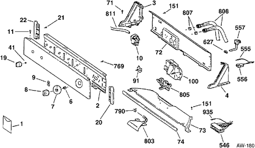 CONTROL PANEL Diagram and Parts List for XBXR2070TAWB  General Electric Washer