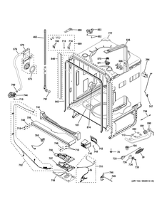 Body Parts (1) Diagram and Parts List for PDP715SYV1FS  General Electric Dishwasher