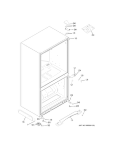 Case Parts Diagram and Parts List for GDE23GGHBRBB  General Electric Refrigerator