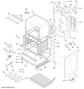 Lower Oven Diagram and Parts List for JB850EF2ES  General Electric Range