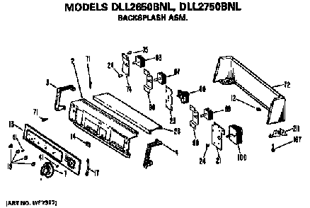 Backsplash For Dll2650bnl And Dll2750bnl Diagram and Parts List for DLL1550BNL  Hotpoint Dryer