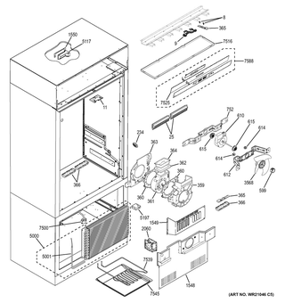 Controls & Components Diagram and Parts List for ZIPS360NHA  General Electric Refrigerator