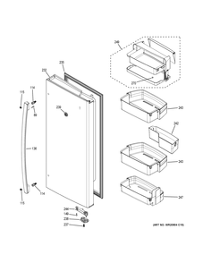FRESH FOOD DOOR - RH Diagram and Parts List for PWE23KMKCES  General Electric Refrigerator