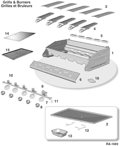 GRILL & BURNERS Diagram and Parts List for BDP4624BDSS  General Electric Grill